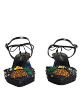 Dolce & Gabbana Black Pineapple Bellucci Heels Sandals