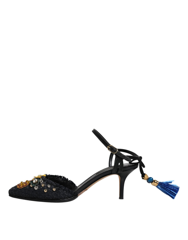 Dolce & Gabbana Black Pineapple Bellucci Heels Sandals