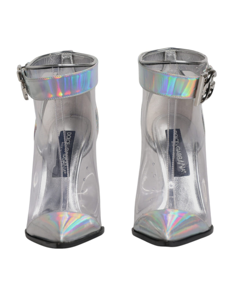 Dolce & Gabbana Silver Iridescent Pointed Short Boots