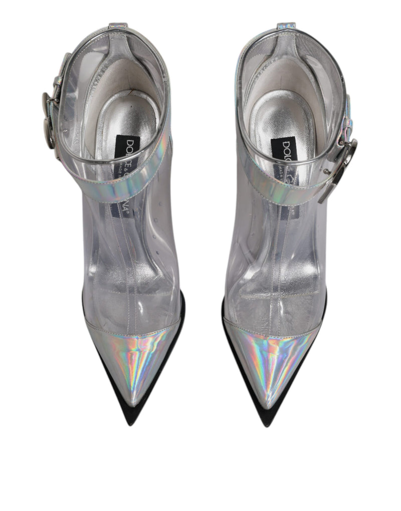 Dolce & Gabbana Silver Iridescent Pointed Short Boots