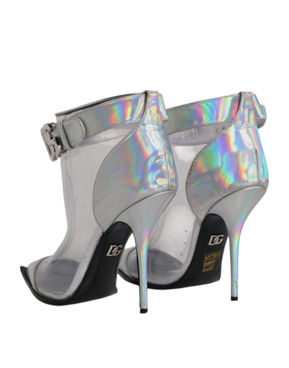 Dolce & Gabbana Silver Iridescent Pointed Short Boots