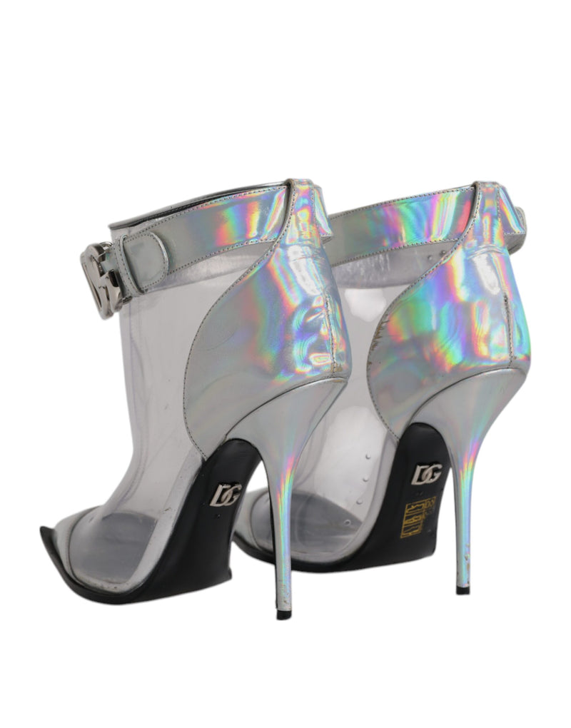 Dolce & Gabbana Silver Iridescent Pointed Short Boots