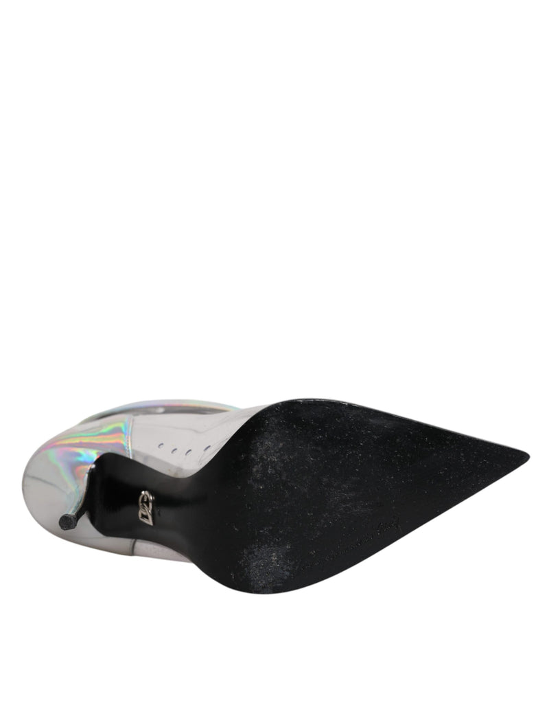 Dolce & Gabbana Silver Iridescent Pointed Short Boots