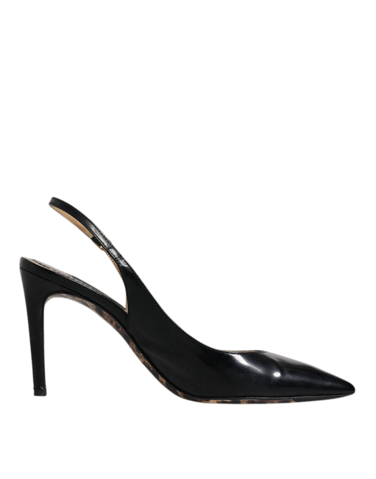 Dolce & Gabbana Black Leather High Heels Slingbacks
