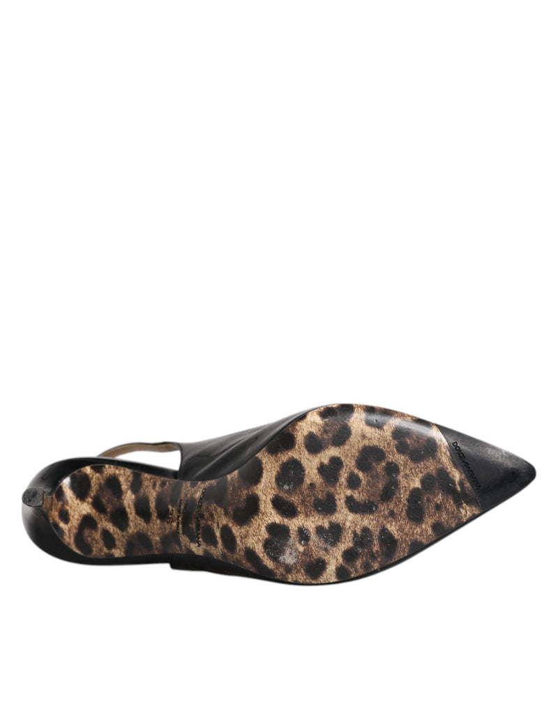 Dolce & Gabbana Black Leather High Heels Slingbacks