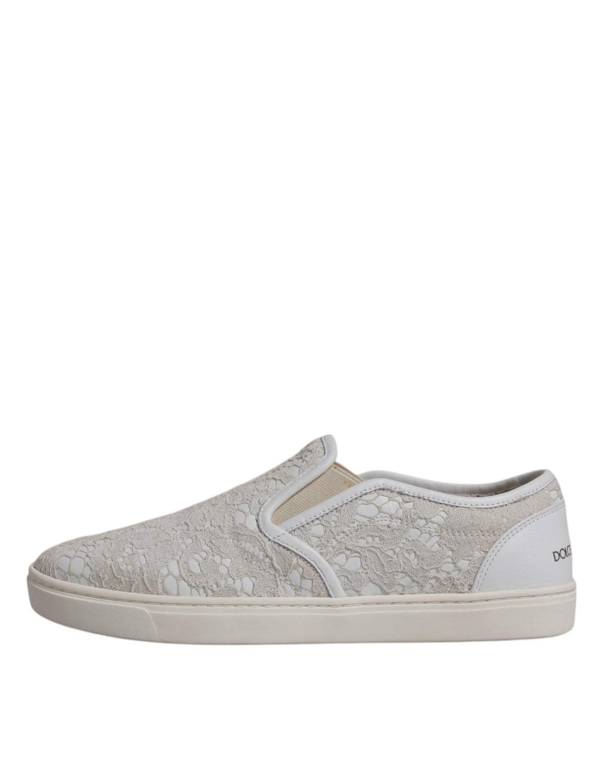 Dolce & Gabbana White Floral Lace Slip-On Loafers