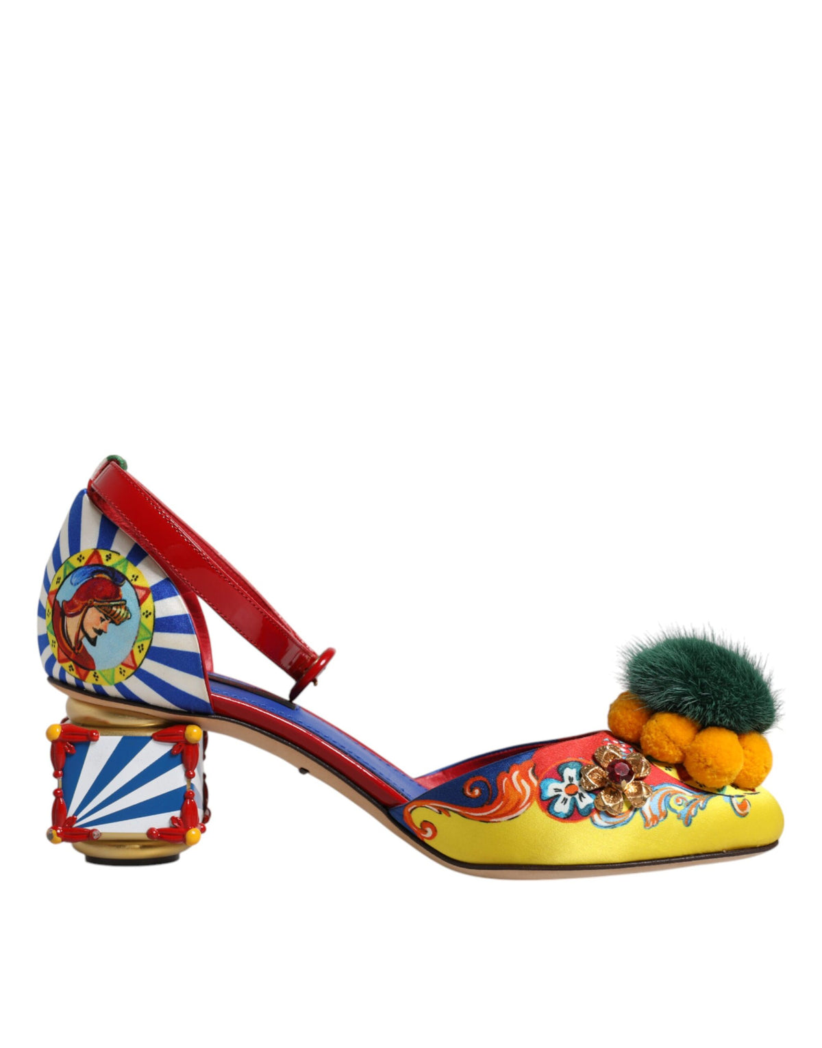 Dolce & Gabbana Multicolor Carretto Crystal Fur Sandals