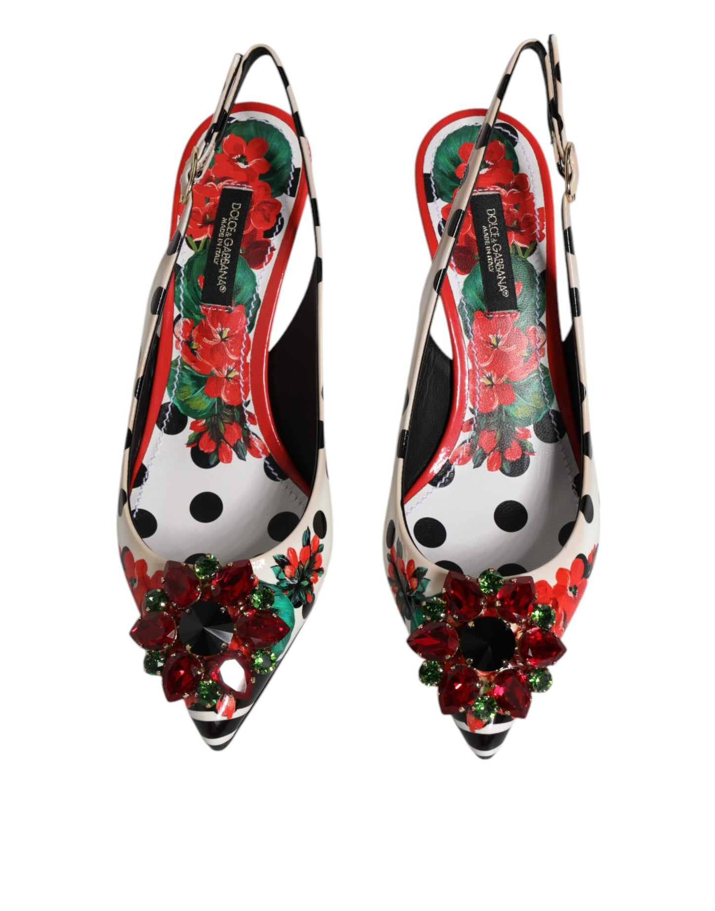 Dolce & Gabbana Multicolore Leren Slippers met Kristallen Hak