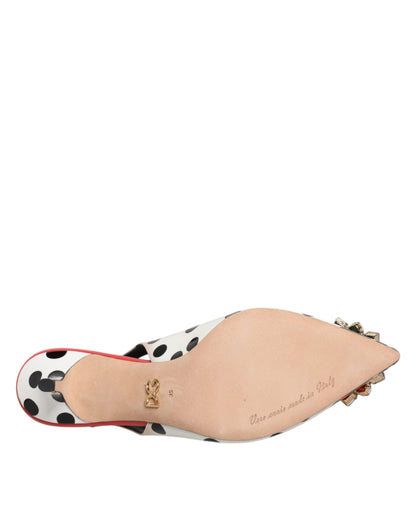 Dolce & Gabbana Multicolore Leren Slippers met Kristallen Hak
