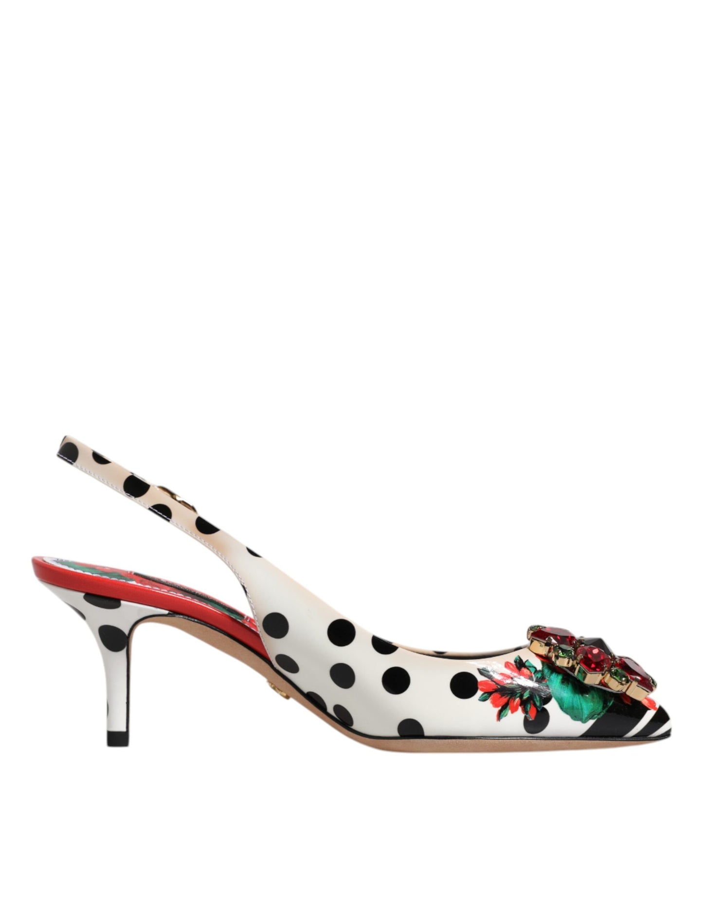 Dolce & Gabbana Multicolore Leren Slippers met Kristallen Hak