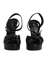 Dolce & Gabbana Sandales à Talons Plates en Cuir Noir