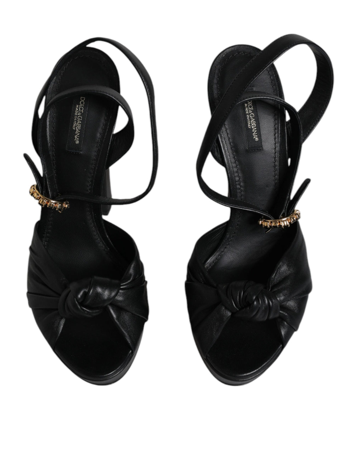Dolce & Gabbana Sandales à Talons Plates en Cuir Noir