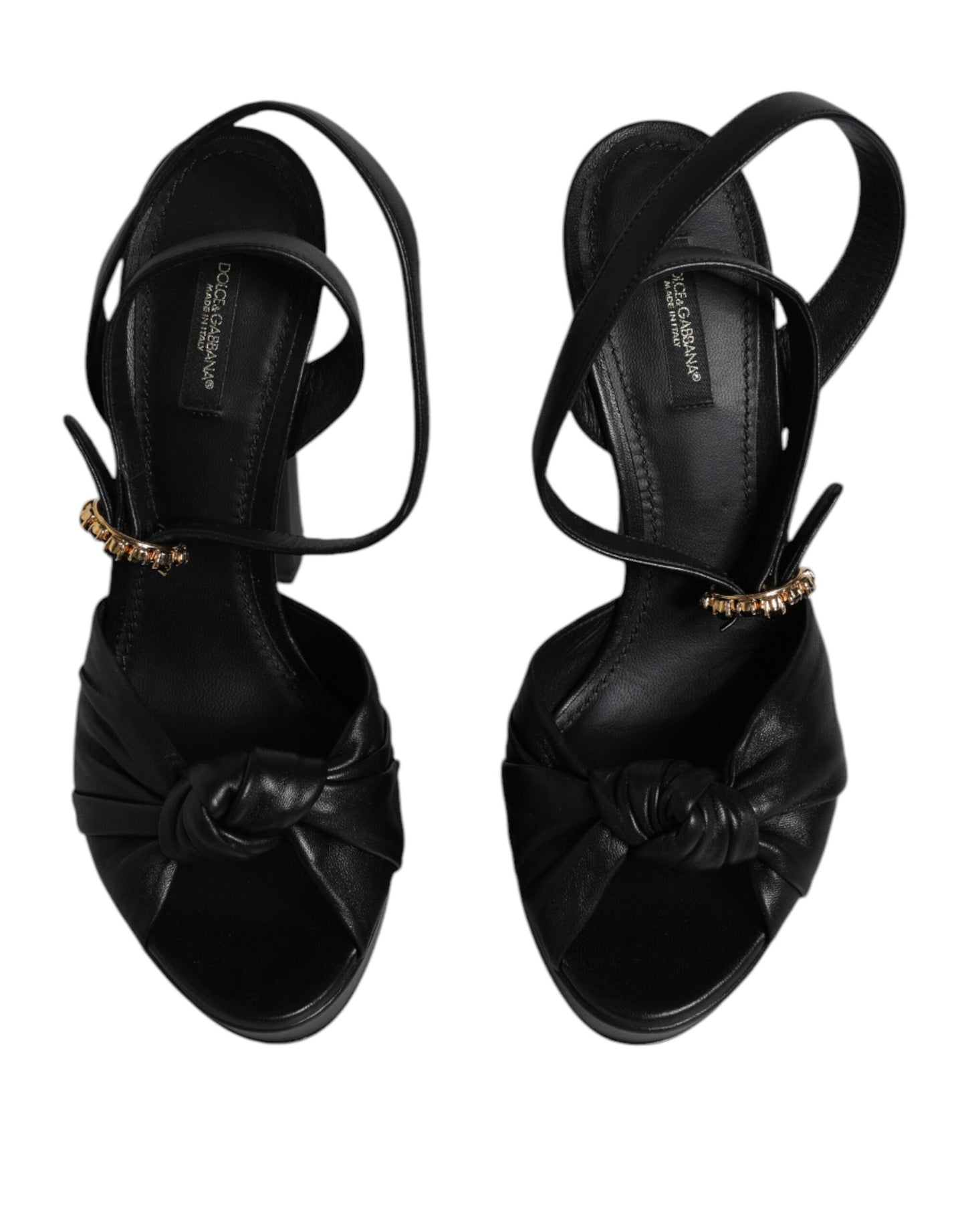 Dolce & Gabbana Zwarte Lederen Platform Sandalen met Hak