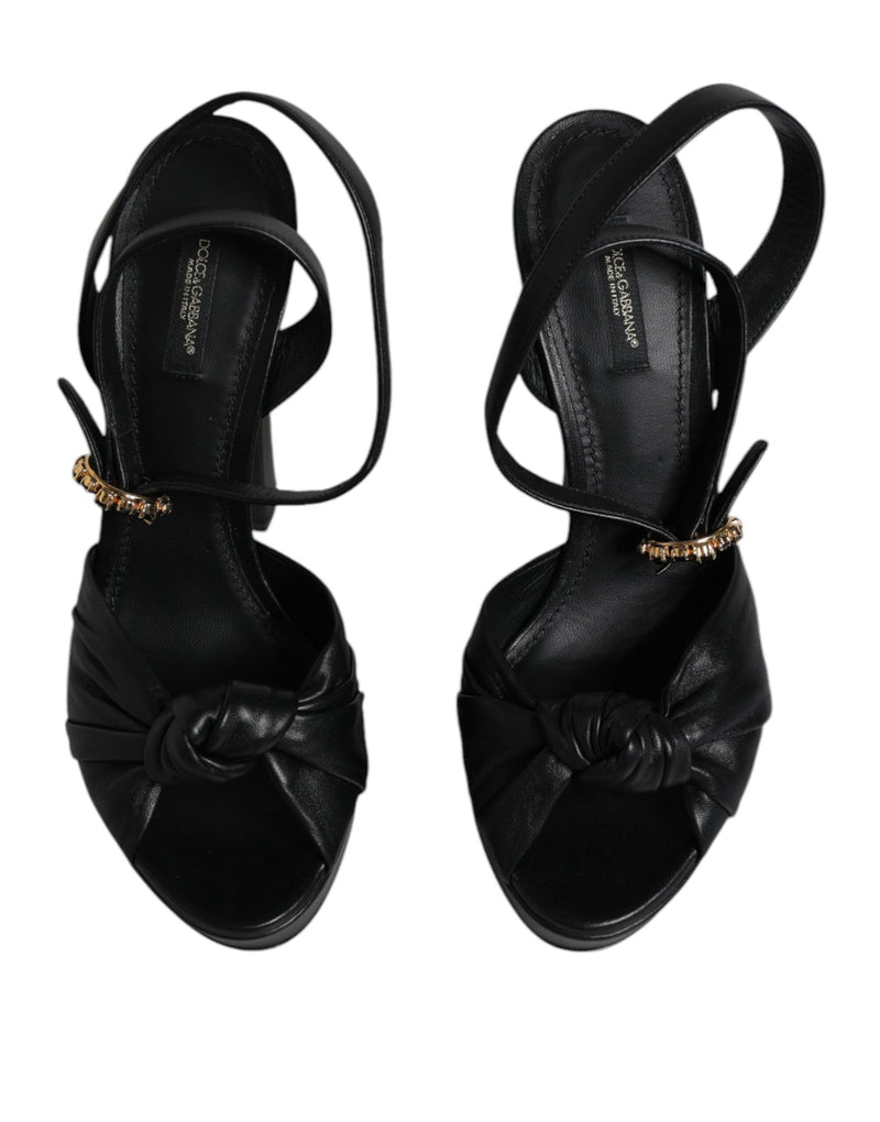 Dolce & Gabbana Sandales à Talons Plates en Cuir Noir