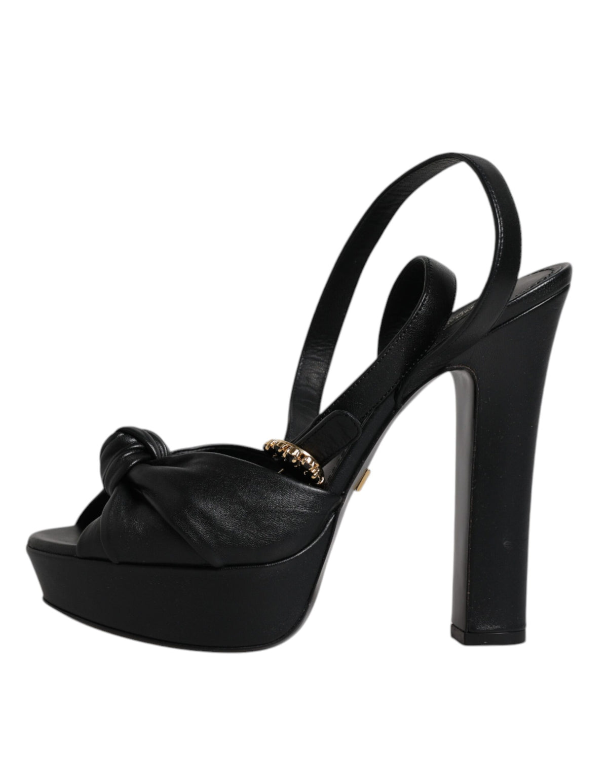 Dolce & Gabbana Sandales à Talons Plates en Cuir Noir