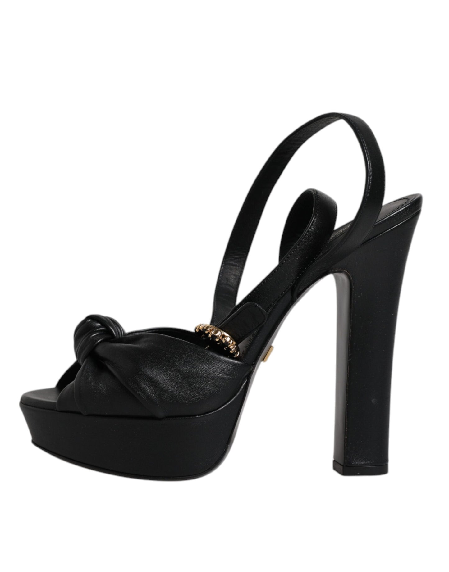 Dolce & Gabbana Zwarte Lederen Platform Sandalen met Hak