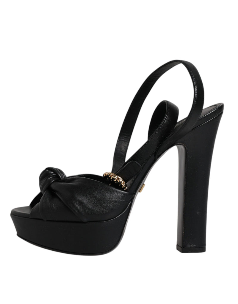 Dolce & Gabbana Sandales à Talons Plates en Cuir Noir