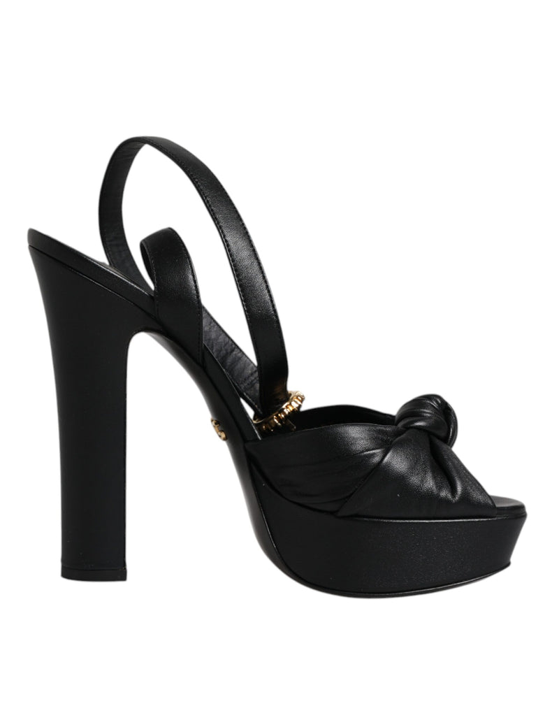 Dolce & Gabbana Sandales à Talons Plates en Cuir Noir