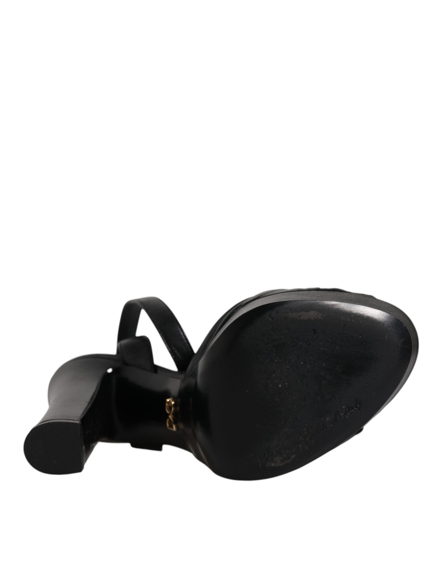 Dolce & Gabbana Zwarte Lederen Platform Sandalen met Hak