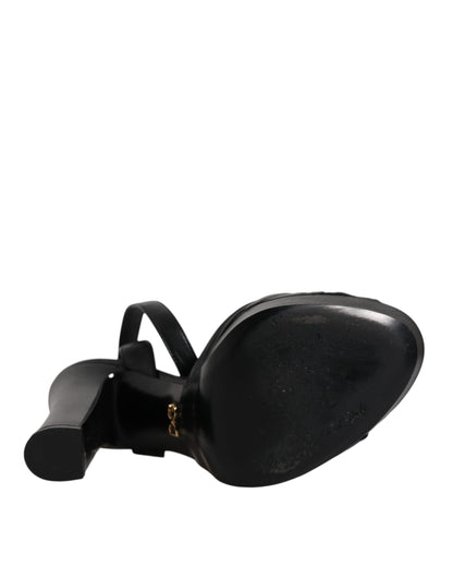 Dolce & Gabbana Zwarte Lederen Platform Sandalen met Hak