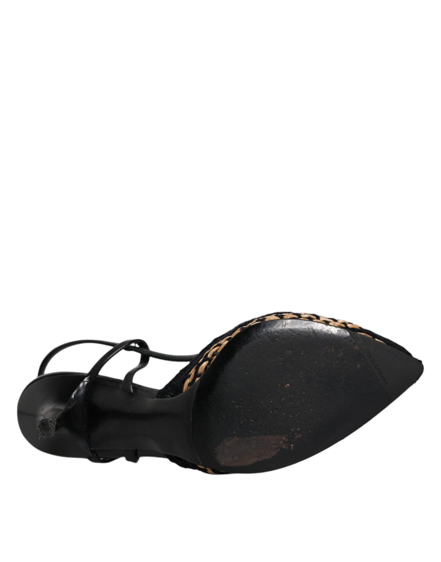 Dolce & Gabbana Zwarte Bruine Kant Hoge Hakken Slippers