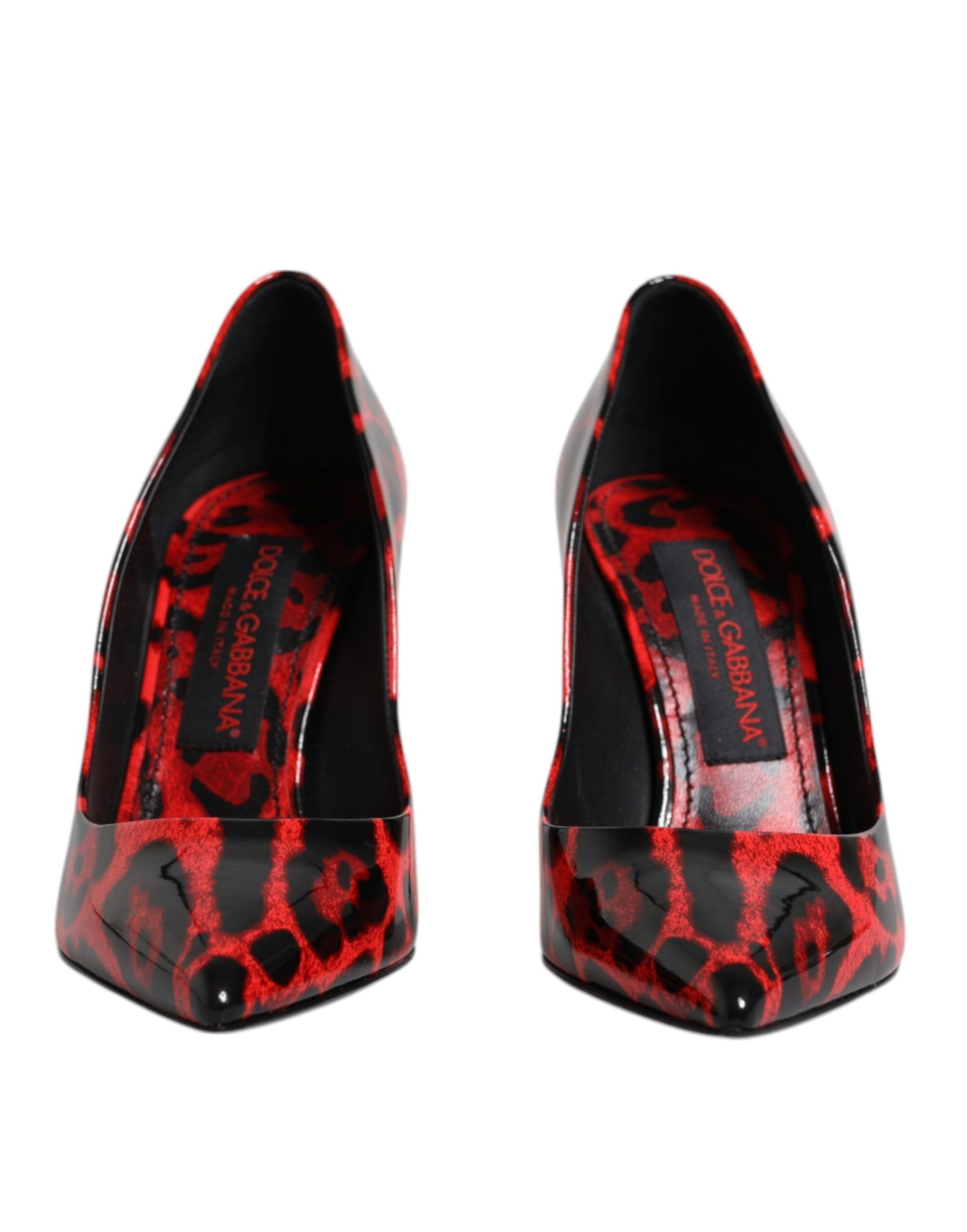 Dolce & Gabbana rode stiletto hakken van leer met luipaardprint.