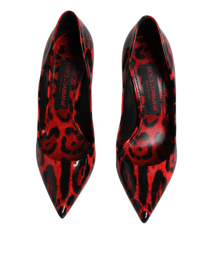 Dolce & Gabbana rode stiletto hakken van leer met luipaardprint.