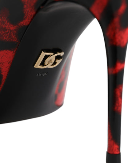 Dolce & Gabbana rode stiletto hakken van leer met luipaardprint.