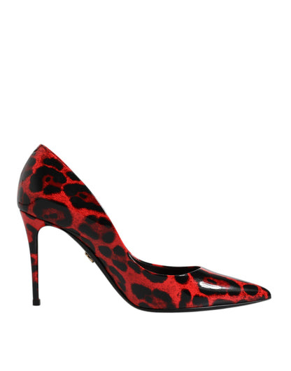 Dolce & Gabbana rode stiletto hakken van leer met luipaardprint.
