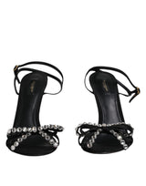 Dolce & Gabbana Sandales Cristal en Cuir Noir