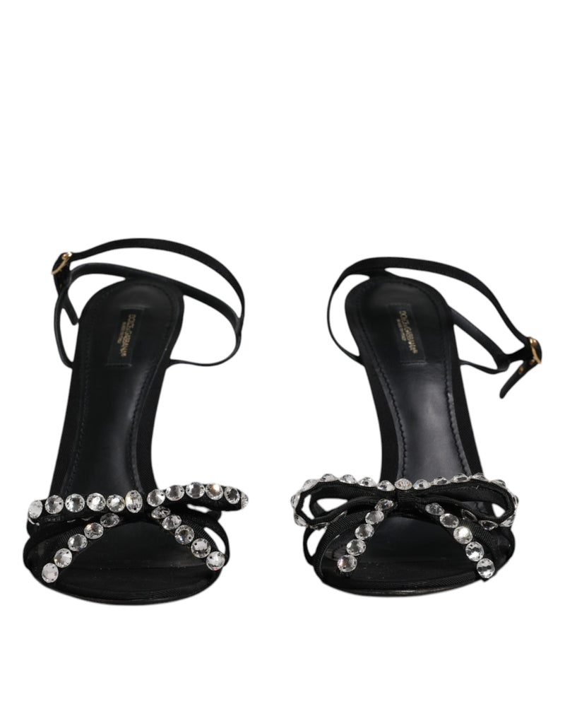 Dolce & Gabbana Sandales Cristal en Cuir Noir