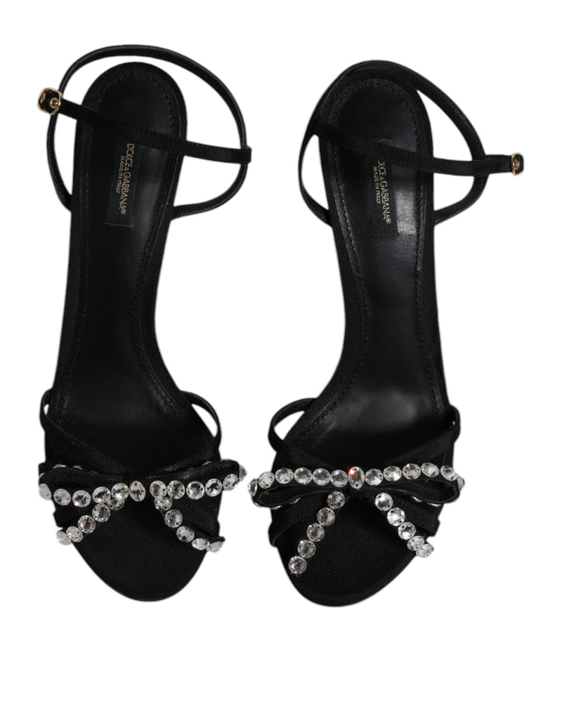 Dolce & Gabbana Sandales Cristal en Cuir Noir