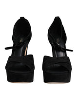 Sandales à Talons Plates en Cuir Noir Dolce & Gabbana