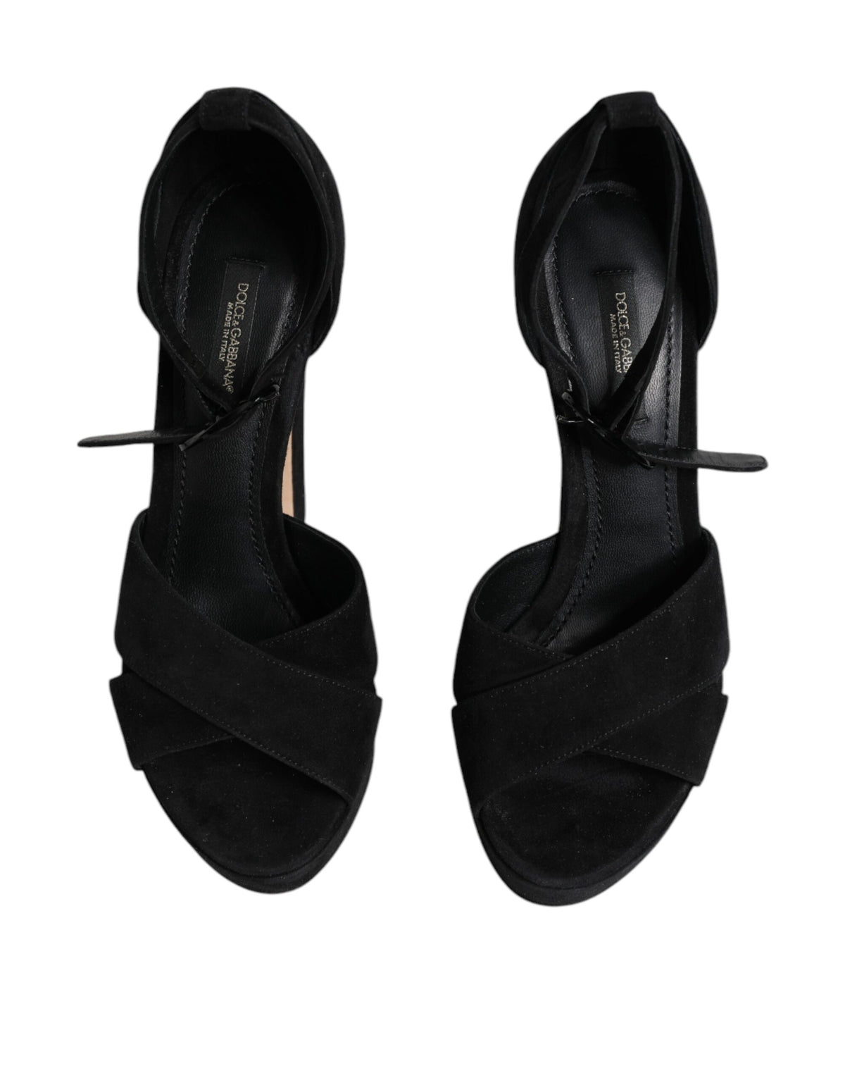 Sandales à Talons Plates en Cuir Noir Dolce & Gabbana