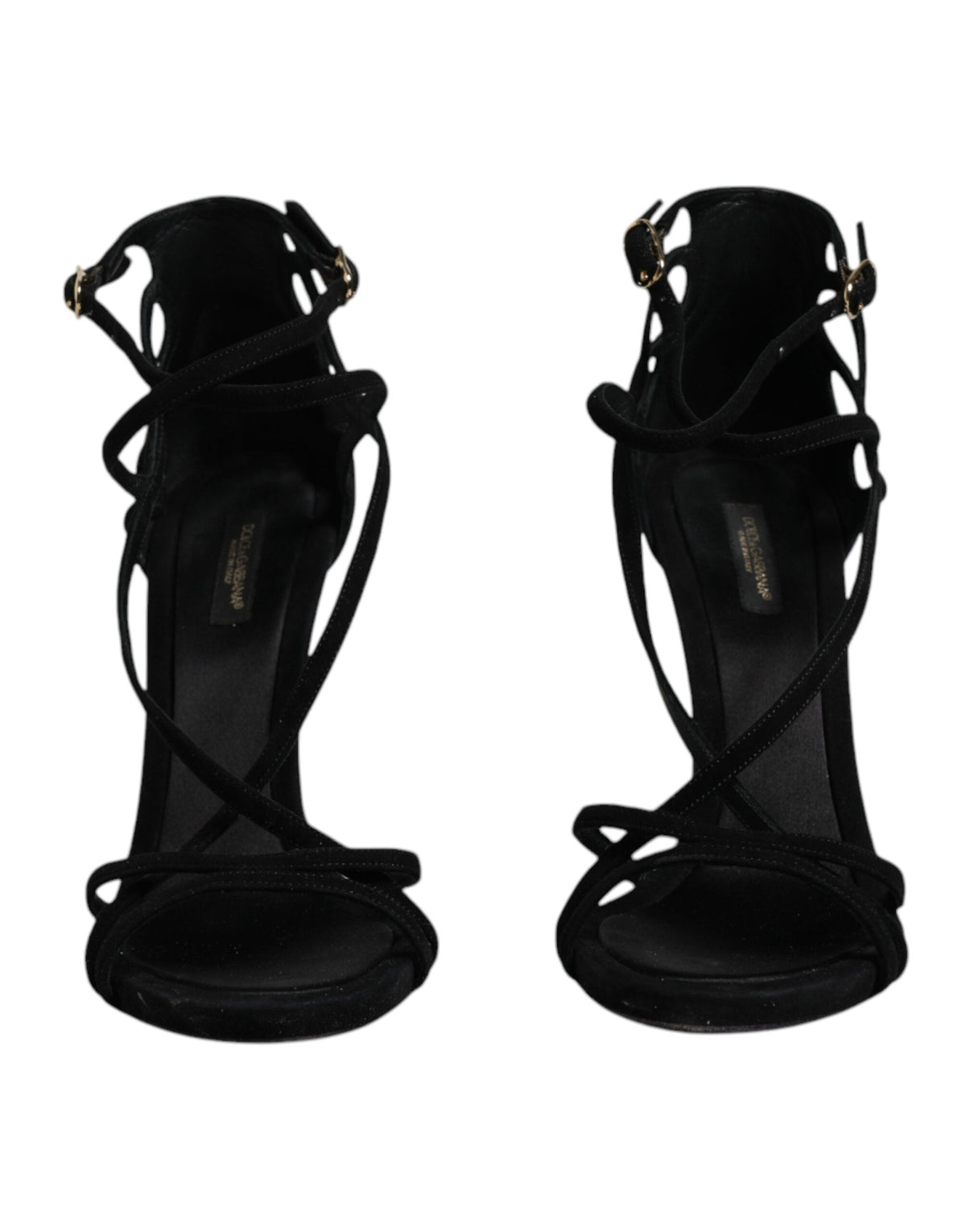 Dolce & Gabbana Sandales à Talons Ankle Strap en Suède Noir