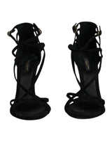 Dolce & Gabbana Sandales à Talons Ankle Strap en Suède Noir