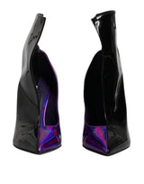 Dolce & Gabbana Purple Black Pointed Ankle Boots