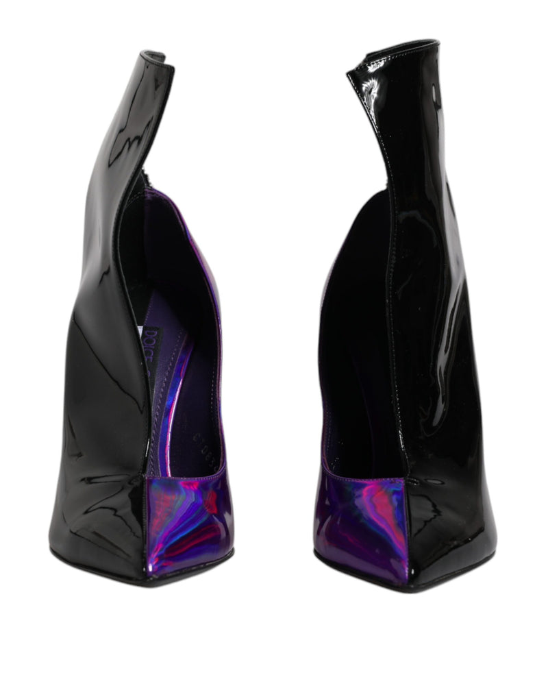 Dolce & Gabbana Bottines Pointues Noires et Violettes