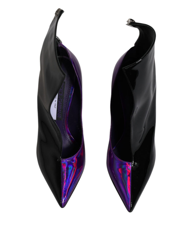 Dolce & Gabbana Bottines Pointues Noires et Violettes