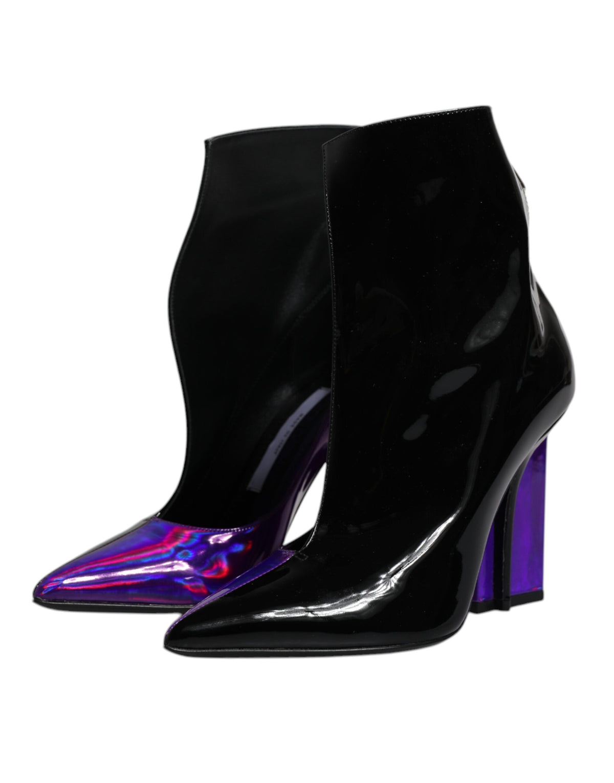 Dolce & Gabbana Purple Black Pointed Ankle Boots