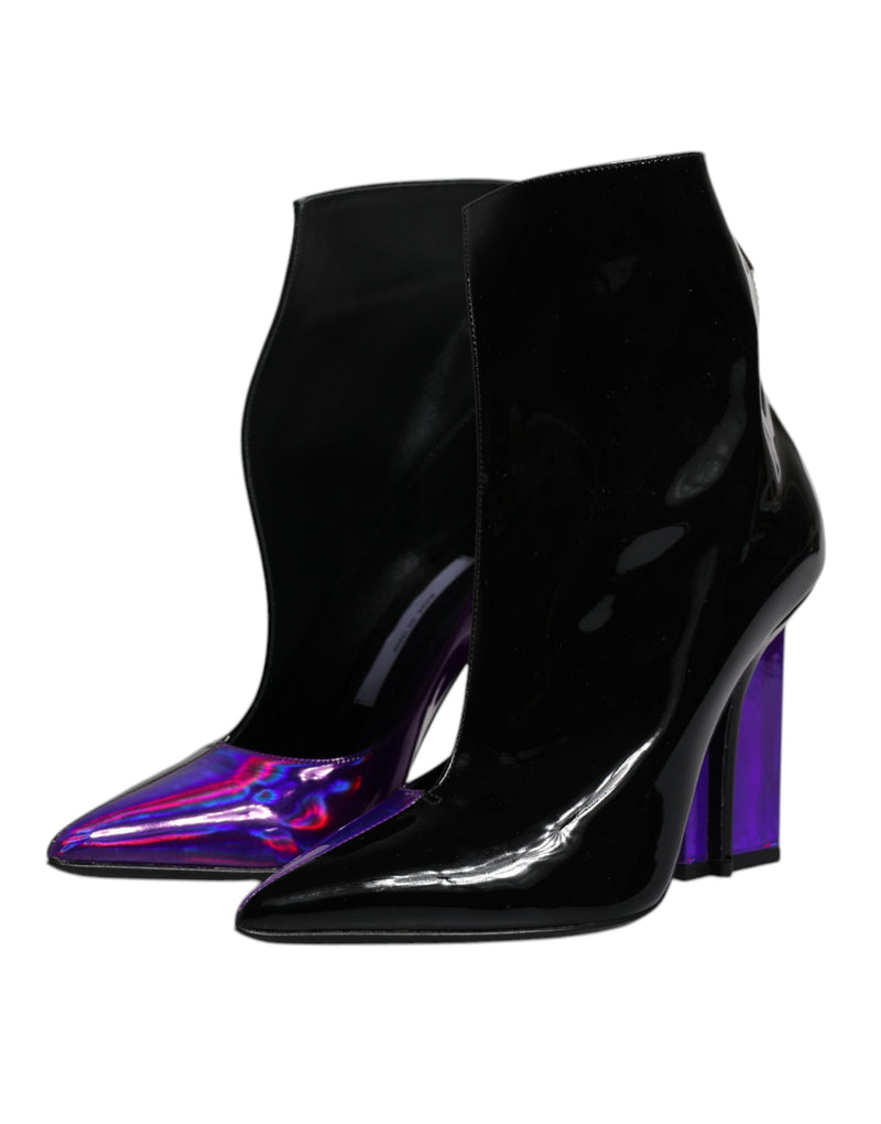 Dolce & Gabbana Bottines Pointues Noires et Violettes