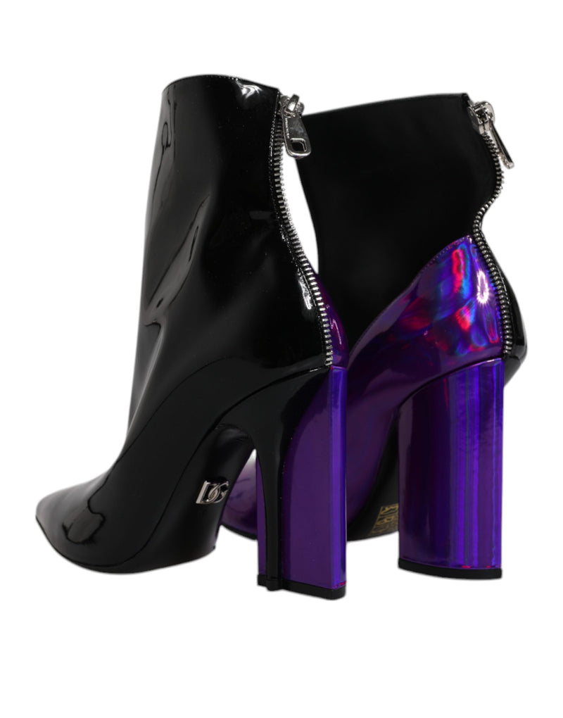Dolce & Gabbana Bottines Pointues Noires et Violettes
