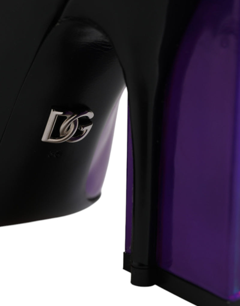 Dolce & Gabbana Bottines Pointues Noires et Violettes