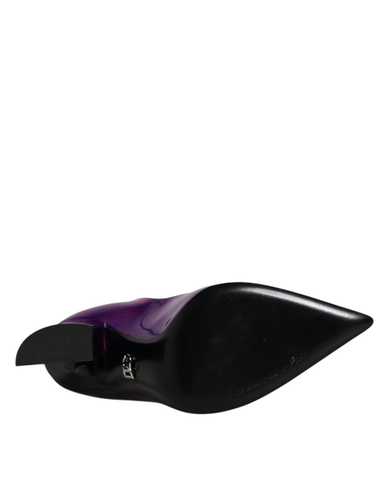 Dolce & Gabbana Bottines Pointues Noires et Violettes