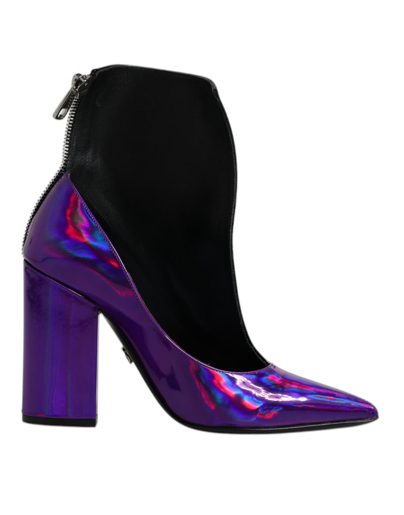 Dolce & Gabbana Bottines Pointues Noires et Violettes
