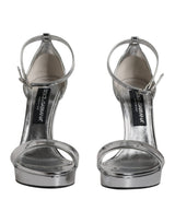 Dolce & Gabbana Silver KEIRA Heels Ankle Strap Sandals