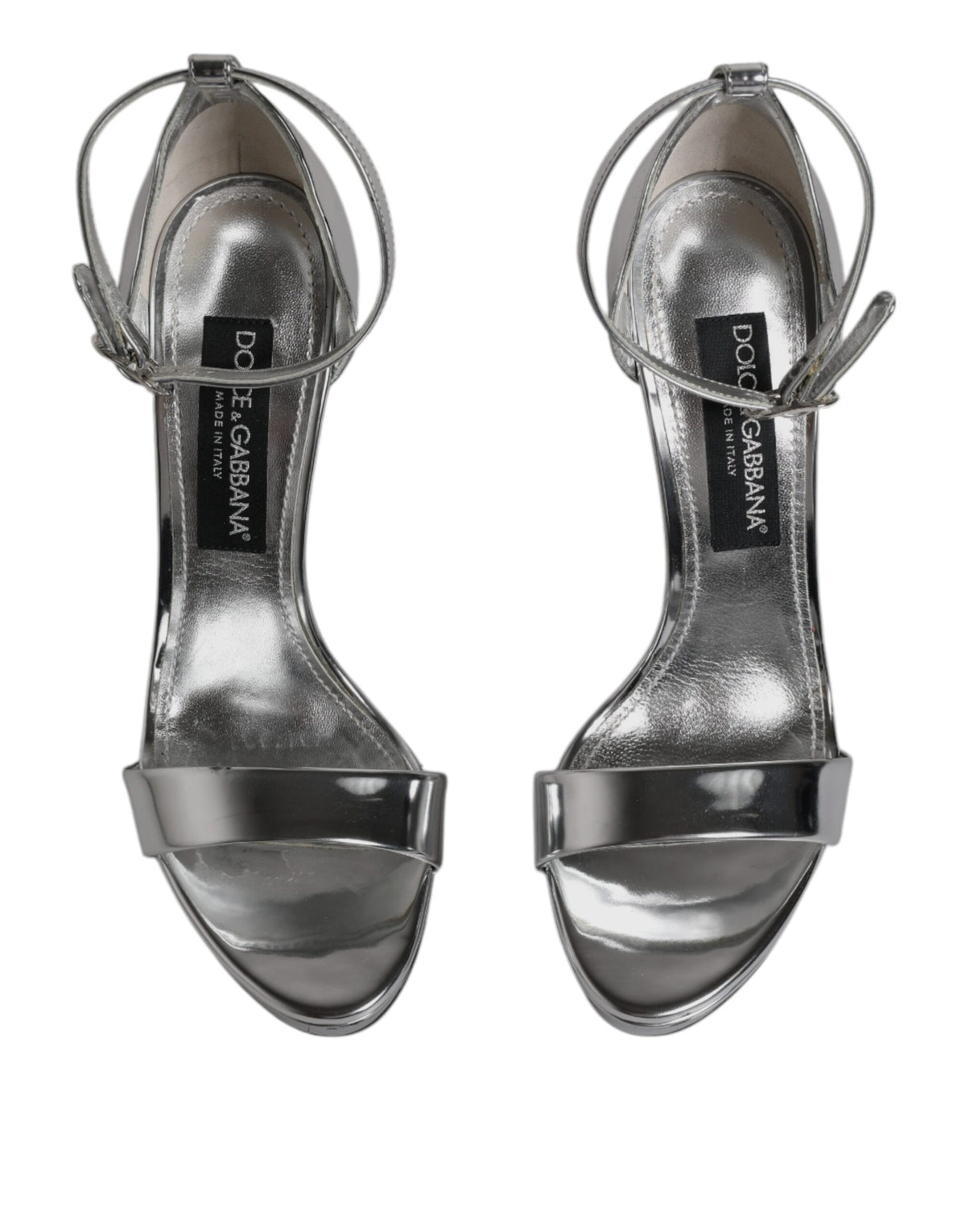 Dolce & Gabbana Silver KEIRA Heels Ankle Strap Sandals