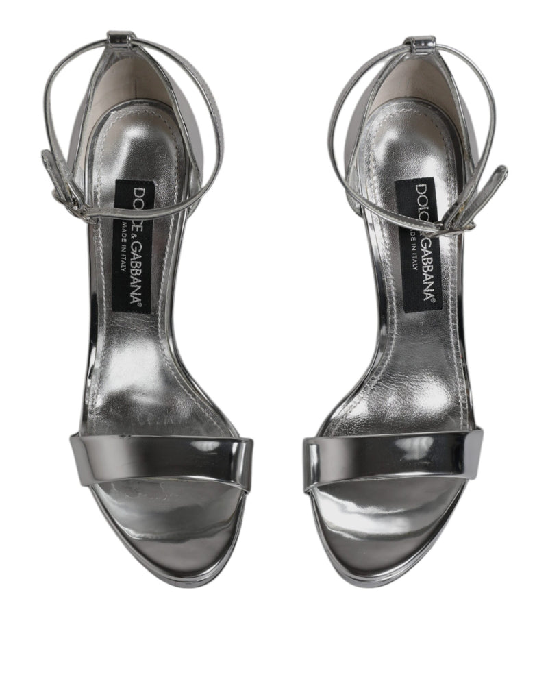 Dolce & Gabbana Silver KEIRA Heels Ankle Strap Sandals