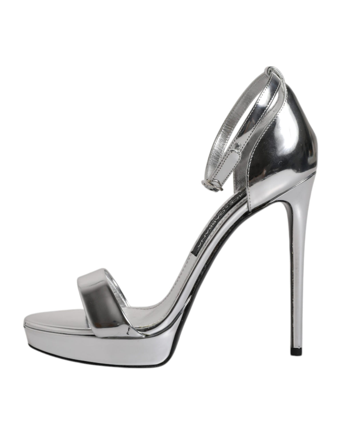 Dolce & Gabbana Silver KEIRA Heels Ankle Strap Sandals