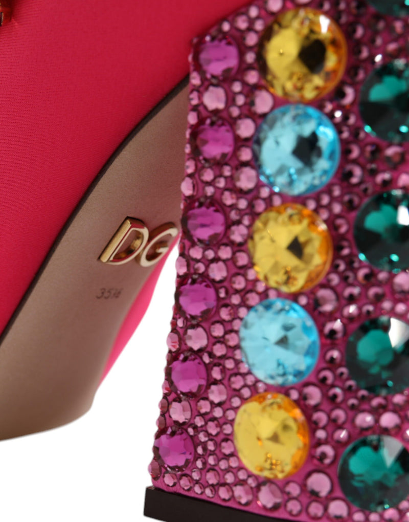 Dolce & Gabbana Pink Nylon Crystal Vally High Boots